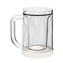 Freezer Beer Mug with Handle, Double Wall Insulated Glass Tankard for Rapid Cooling and Reusable Use