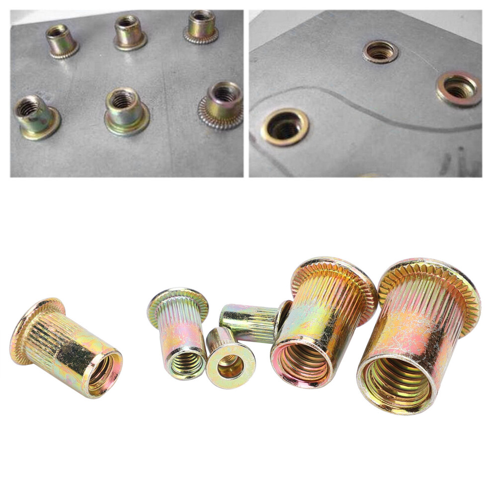 200Pcs M3âM10 Galvanized Rivet Nut Set, Flattop Vertical Grain 4041379625674