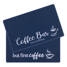 2 Pack Large Coffee Maker Mat for Countertop, Absorbent Non Slip Heat Resistant Coffee Bar Mat, Dark Blue 12x19