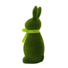 Figurine de lapin floquée en plastique vert,-LL0149A