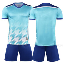 (SkyBlue  No Custom, 2XS Height 130-140CM) Breathable Mesh Football Jersey Kit New Summer Men's Children's Soccer Team Uniform