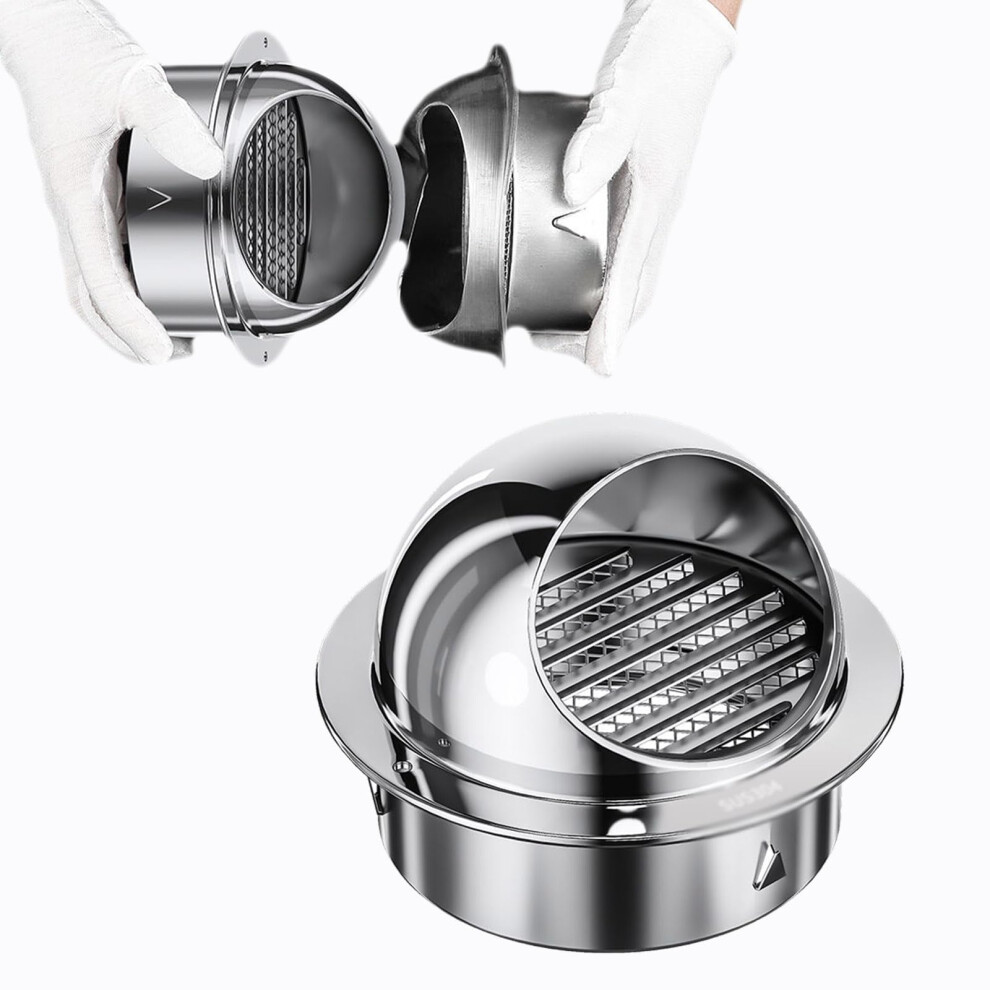 Stainless Steel Wall Vent Cover With Louver, Rustresistant Exterior Exhaust, 150Mm Round 9094768939987