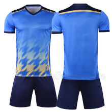 (Blue No Custom, 5XL Height 190-200CM) Breathable Mesh Football Jersey Kit New Summer Men's Children's Soccer Team Uniform