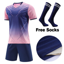 (917 Pink, XS Height 145-155CM) Adult Football Jerseys Shorts Children's Soccer Clothes Maillot de football Men Training Kits Clothing