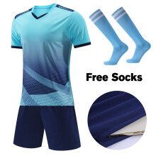 (920 Sky Blue, S Height 155-165CM) Adult Football Jerseys Shorts Children's Soccer Clothes Maillot de football Men Training Kits Clothing