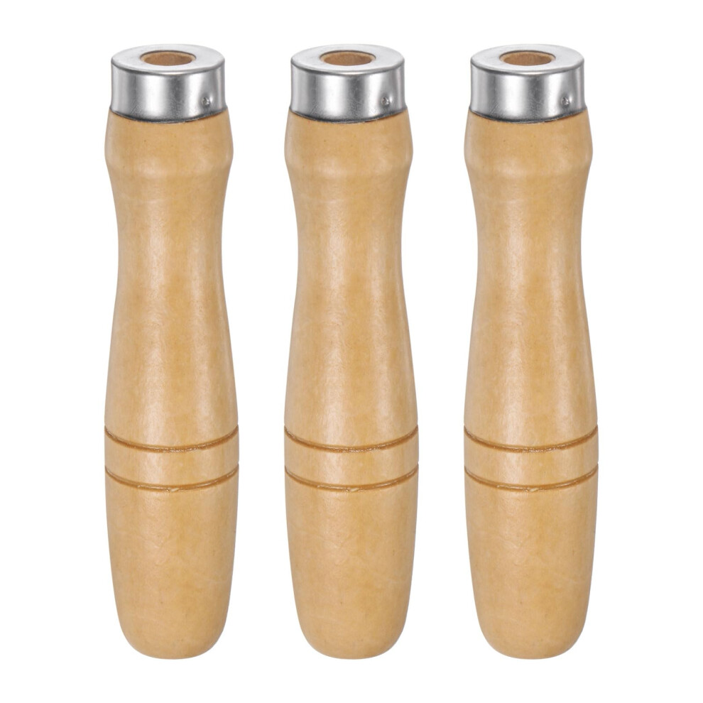 3Pcs Wooden File Handles 4.72 Inch With Metal Collar Ergonomic Grip For 1418 Inch Metal Files 9187378938614