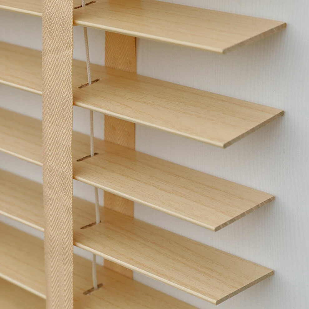 Solid Wood Venetian Blinds 50Mm Slats For Windows Blackout Horizontal Shutters Privacy Curtains 100X180cm Light