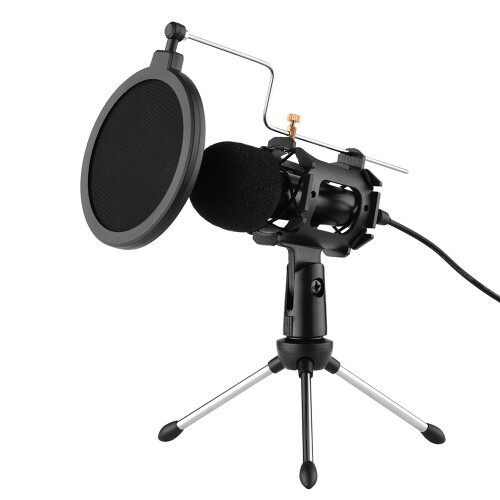 Video Microphone Kit with Tripod, Pop Filter & Windshield, 3.5mm Black 1