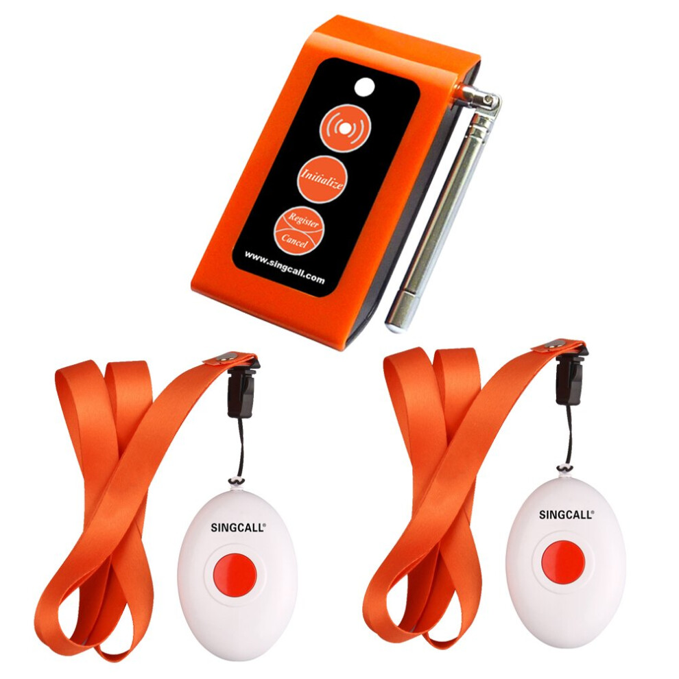 Wireless Nurse Call System With Instant Alert Notification, 2 Necklace Pagers For Caregiver Use Red/Light 9094768940402