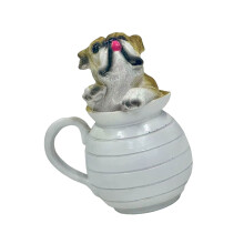 Artistieke schattige hond sculptuur harsen standbeeld heldere-2