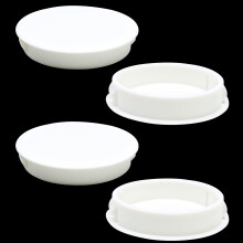 50mm Plastic Hole Plugs White Nylon Cabinet Covers, Flush Snap Fit Furniture End Caps 4PCS