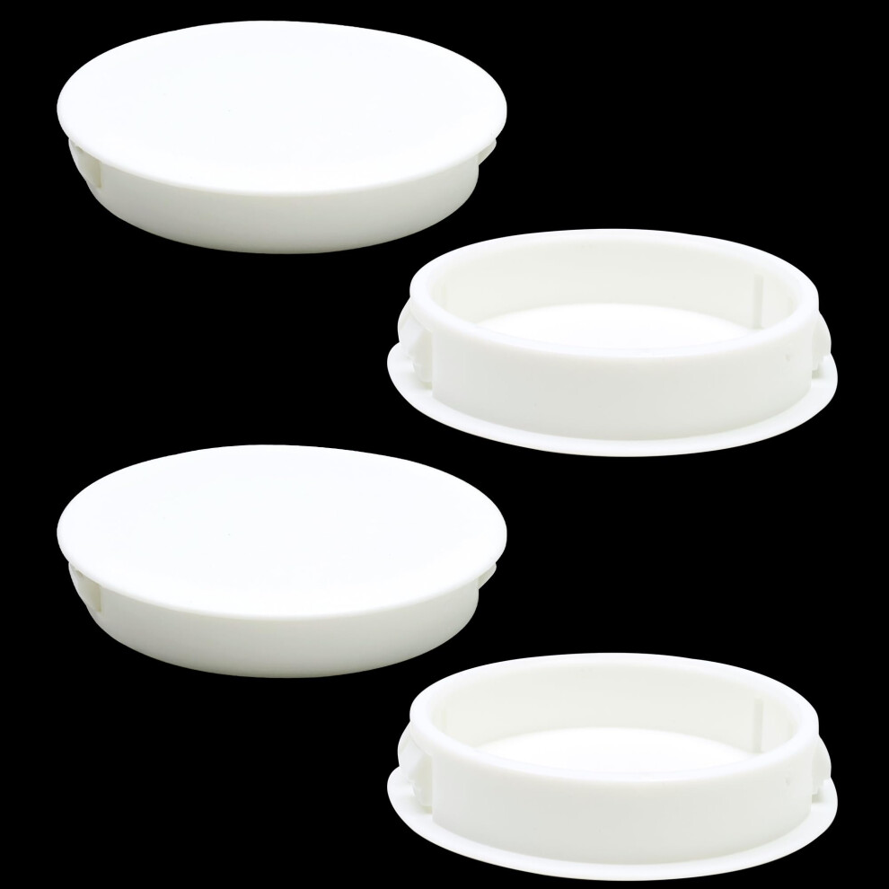 50Mm Plastic Hole Plugs White Nylon Cabinet Covers, Flush Snap Fit Furniture End Caps 4Pcs 9187378939086
