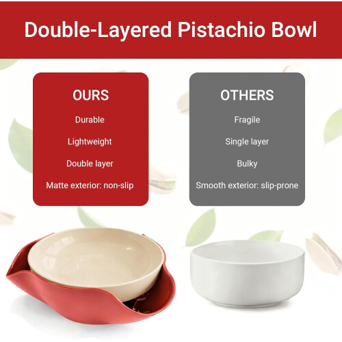 Snack Serving Bowl Double Layer Waste Separation Red Party Nut and Candy Bowl Large Capacity 1