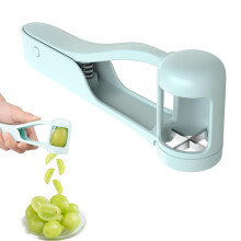 Grape Cutter for Toddlers with Safe Stainless Steel Blade, Baby Fruit Slicer for Cherry Tomatoes, Strawberries and Salad Prep Blue