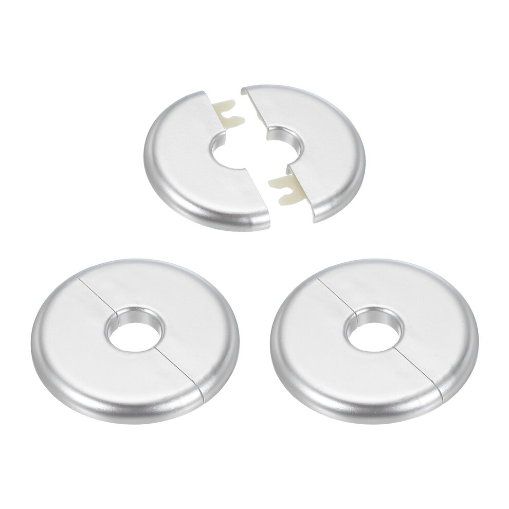 Pipe Escutcheon Cover Set 0.65In Silver Abs Split Round Selfadhesive Wall Flange For Water Pipes 9094768940907
