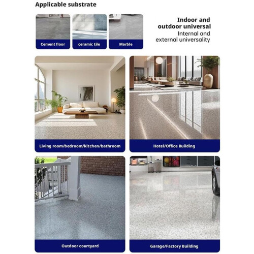 Light Gray  Gloss Marble Effect Epoxy Floor Coating, Waterproof Quick Dry Garage Paint 500ml 1