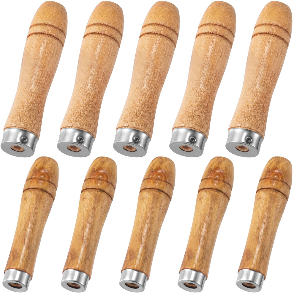 10Pcs Wood File Handles With RustâResistant Metal Collars, Ergonomic Solid Wood Grip, 2 Sizes For Hand Files And Tools 9187378939536