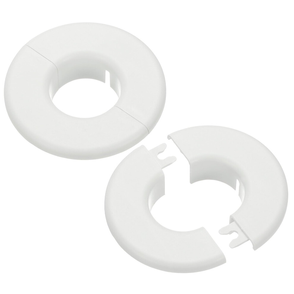Wall Split Flange 1.5 Inch Pipe Escutcheon Cover, 2 Pcs White Round Snapon Plates For Clean Wall Finish 9187378939833