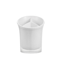 Utensil Holder with Triple Compartments, Removable Drainage Base, Countertop Cutlery Organizer