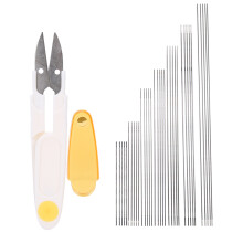 Agulhas torcidas para confecção de bijuterias, conjunto de agulhas para miçangas com olho grande, agulha longa e reta, agulha flexível e durável
