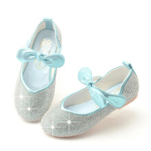Blue Glitter Sandals With Flower Butterfly Knot Casual Party  Heel Teenager EU 35