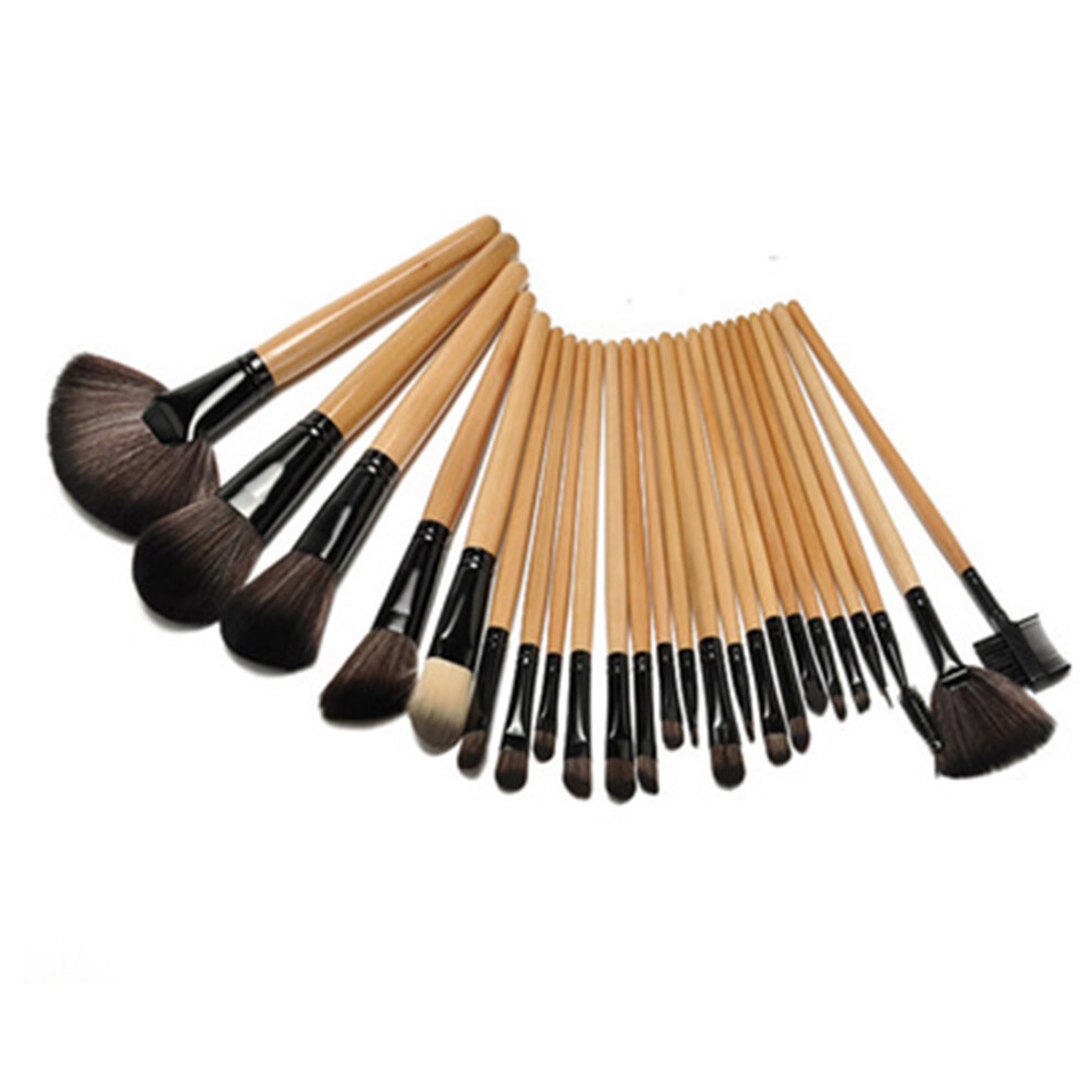 Makeup Brush Set With Roll-up Case, Comfortable Wooden Handle For Precision Application, Soft Synthetic Fibers And Dense Bristles For Professional Re