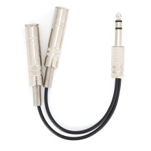 Câble répartiteur stéréo en Y, jacks mâles 6,35 mm vers 2 femelles, connecteurs plaqués or, son clair et sans distorsion pour instruments,
