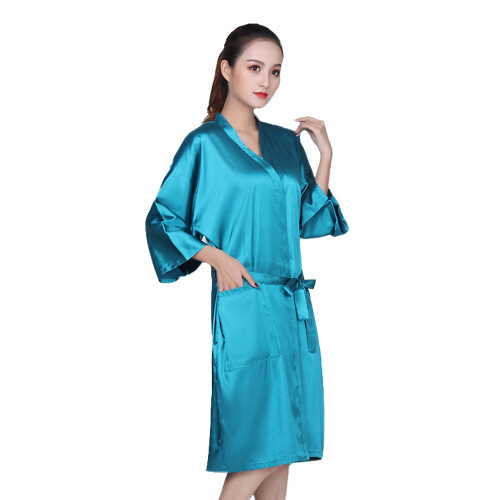Γυναικεία ρόμπα με V-Neck, μανίκια μήκους 3/4, τσέπες με πλαϊνές ραφές, μπουρνούζι