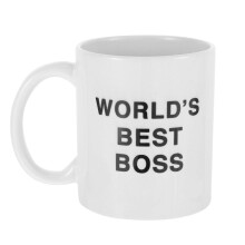 Caneca de cerâmica de 350ml Dunder Mifflin Melhor Chefe do Mundo - Caneca de água, caneca de café para escritório com personalidade (branca)