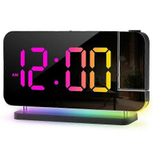 EN8853B Digital väckarklocka med spegeldisplay och RGB-funktion, justerbar ljusstyrka och dynamiska färglägen