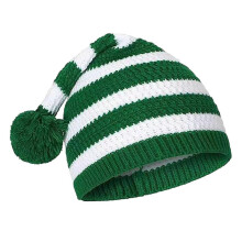 Vinter Julehue Strikket Stribet Print Farvematchende Plys Kugle Hørebeskyttelse Kuldebestandig Julehue Beanie