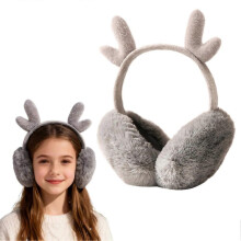 Weihnachtliche Ohrenschützer mit Geweihmotiv für Mädchen und Kinder – Verstellbare, flauschige Plüsch-Ohrenschützer, warme Ohrenwärmer für