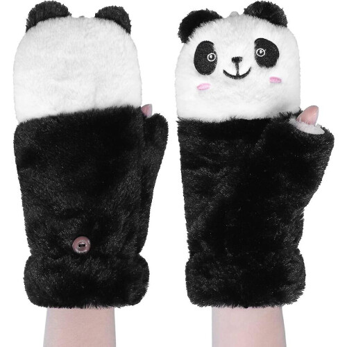 Θερμικά γάντια με μοτίβο Panda για κορίτσια και αγόρια, με πυκνά γούνινα χε
