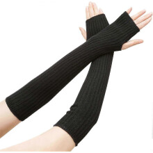 Armstulpen aus 100 % Merinowolle, lange fingerlose Handschuhe, Strickärmel mit Daumenloch für Damen