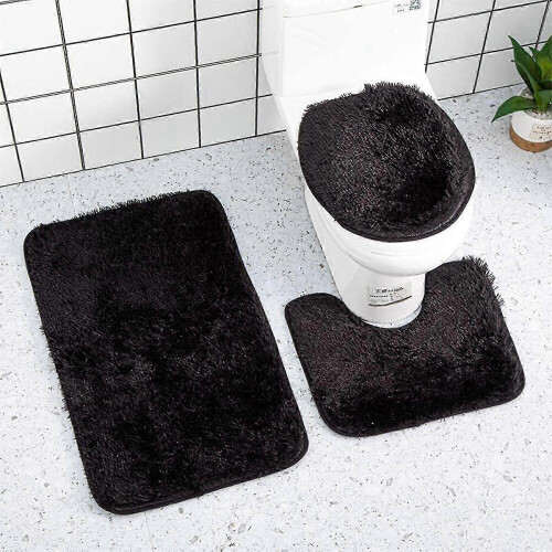 Σετ χαλιών μπάνιου από βαμβάκι, μονόχρωμο, αντιολισθητικό χαλί δαπέδου μ