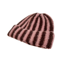 Wintermütze mit Farbblock-Design, dehnbarem Material, für Sport, moderne Kopfbedeckung für den Winter, Kaffeefarbe