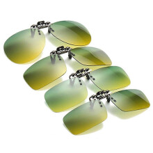Tag- und Nacht-Clip-On-Sonnenbrille mit aufklappbarem Glas, polarisiert, für Autofahren, Luftfahrt, übergroß, SML, gelbgrüne Gläser, Angelbr