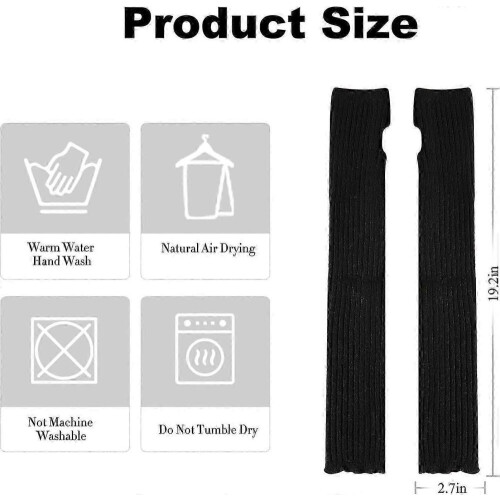 Γάντια από 100% μαλλί Merino, μακριά, πλεκτά μανίκια με τρύπα για τον αντίχειρα 2