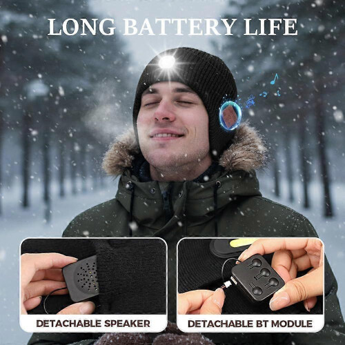 Σκουφάκι Bluetooth, επαναφορτιζόμενο καπάκι USB, μουσικά καπέλα Turban με φως για 2
