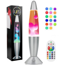 Lava Lamp with Remote Control, 17Color LED Motion Light for Bedroom and Home Decor, Silver 13.5'