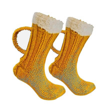 3D-Bierkrug-Socken, niedlich, witzig, gelb, gestrickt, warm, dick, für Herren