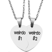 Htooo Beste-Freundinnen-Halsketten, BFF-Halskette für 2, Freundschafts-Valentinstagsgeschenk, geteilte Herz-Halskette, Weirdo 1, Weirdo 2, B