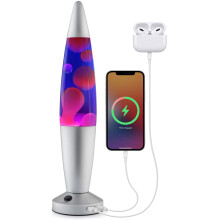 16 Inch Lava Lamp with Dual USB Charging, Color Changing Purple Wax and Blue Liquid for Bedroom