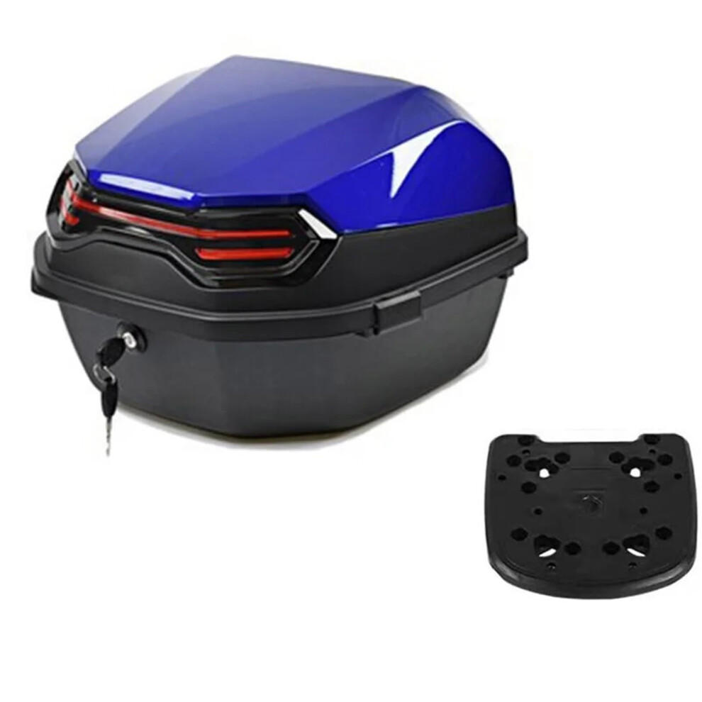 Motorcycle Back Box Case Lock With Soft Backrest For Scooter Trunk Luggage Storage Carrier Blue 9199774694988