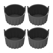 4 Silicone Baking Ramekins with Easy Lift Handles Nonstick Cupcake and Pudding Molds Gray
