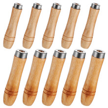 10 Pcs Wooden File Handles with Metal Collars Medium and Large Replacement Tool Handles for Screwdrivers and Hand Drills