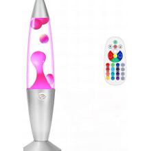 LED Lava Lamp with Remote Control, 16 Color Mood Light for Bedroom and Home Decor, Silver