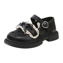 Girls Bow Dress Shoes Mesh Cutouts Ankle Strap Round Toe Black 6.5 UK Child 3XNarrow School Wedding Evening