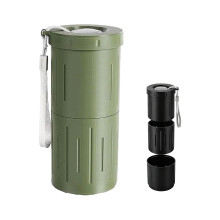 Sunflower Seed Spit Cup with Wrist Strap, MultiCompartment Snack Container, Reusable Green 7.8x3.5in