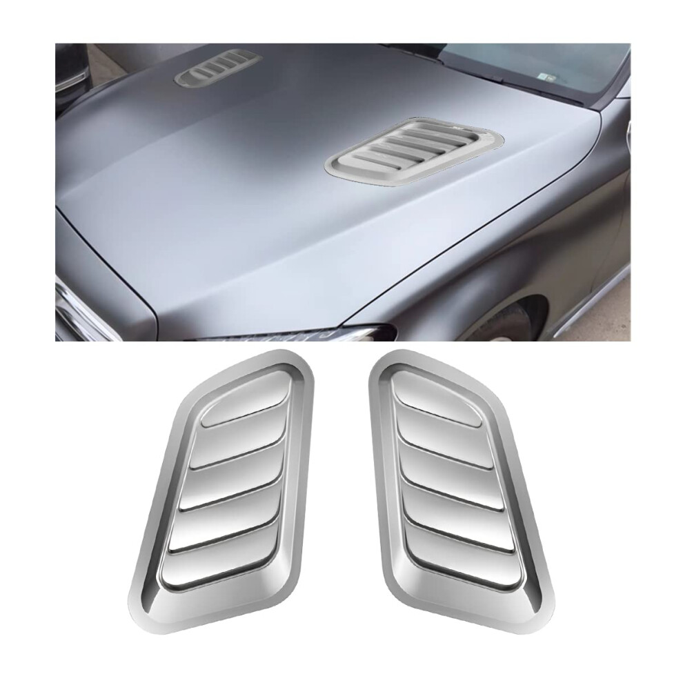 Car Hood Vents 2Pcs Universal Hood Scoop Abs Air Intake Cover Sporty Aerodynamic Design Silver 9094768944172